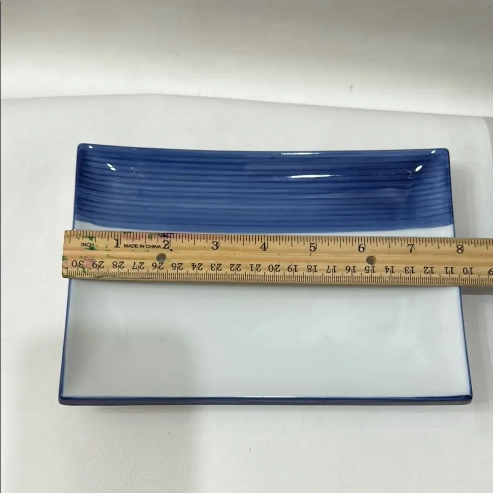 Pier 1 Elegant Blue White Sushi Dinnerware Collection 8 X 5 1/2 Japan Rectangle